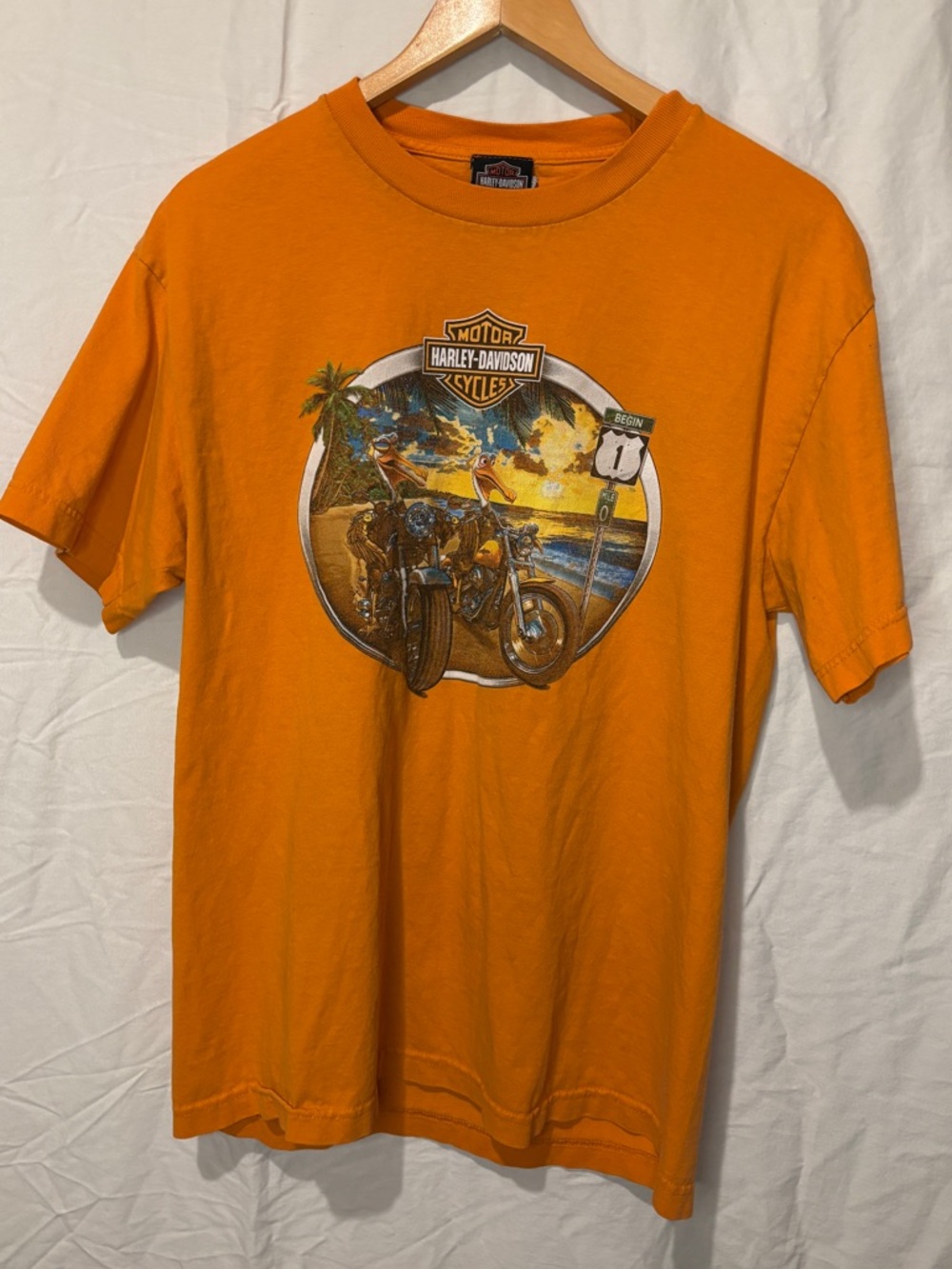 Vintage Harley Davidson Florida keys double sided graphic tee in orange